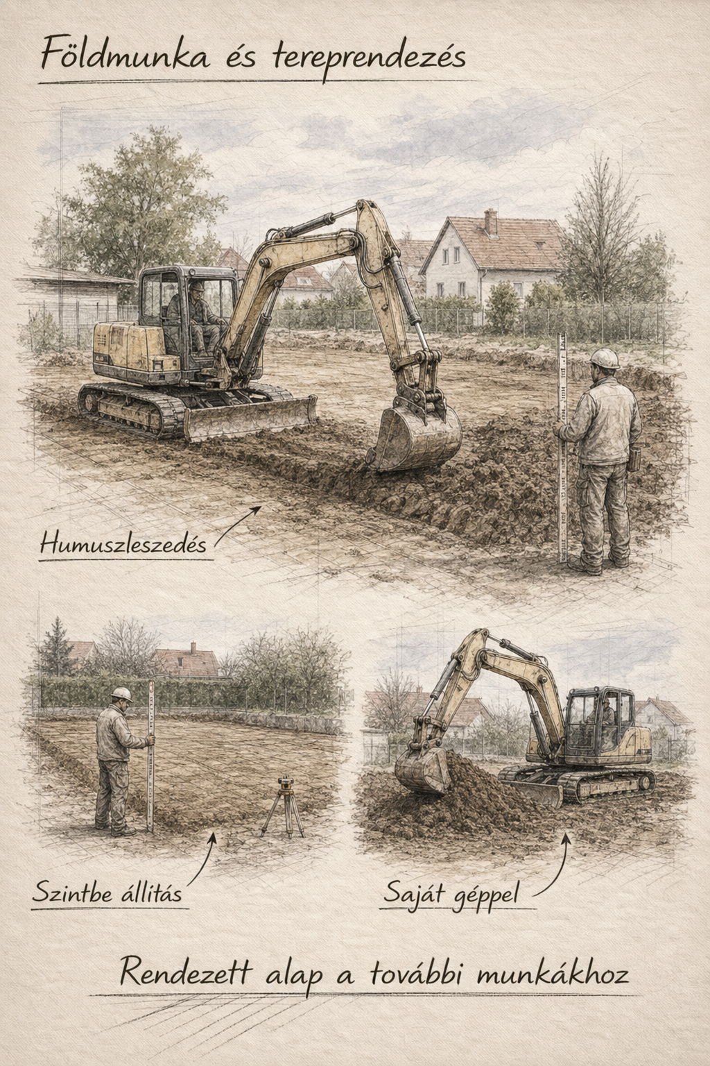 Földmunka és tereprendezés művészi skicc